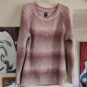 GAP Pink Crew Neck Sweater with Ribbed Knit